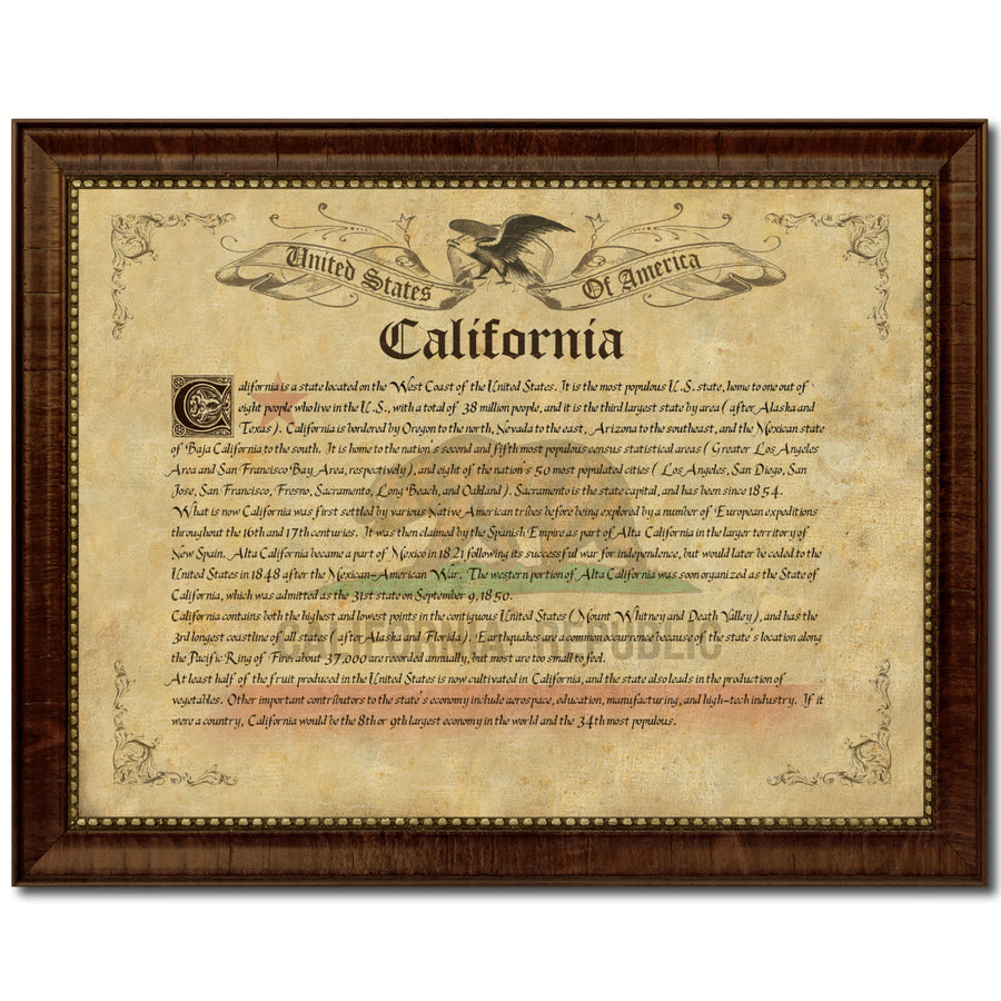 California State Vintage History Flag Canvas Print with Picture Frame  Wall Art Decoration Gift Ideas Image 1