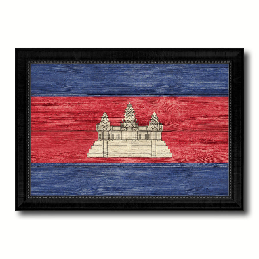 Cambodia Country Flag Texture Canvas Print with Picture Frame  Wall Art Gift Ideas Image 1