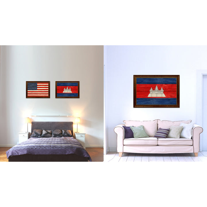 Cambodia Country Flag Texture Canvas Print with Custom Picture Frame  Wall Decoration Art Image 2