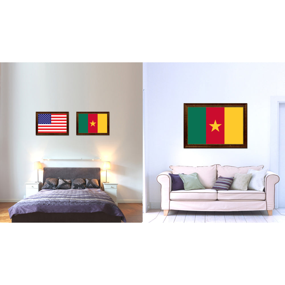 Cameroon Country Flag Canvas Print with Picture Frame  Gifts Wall Image 2