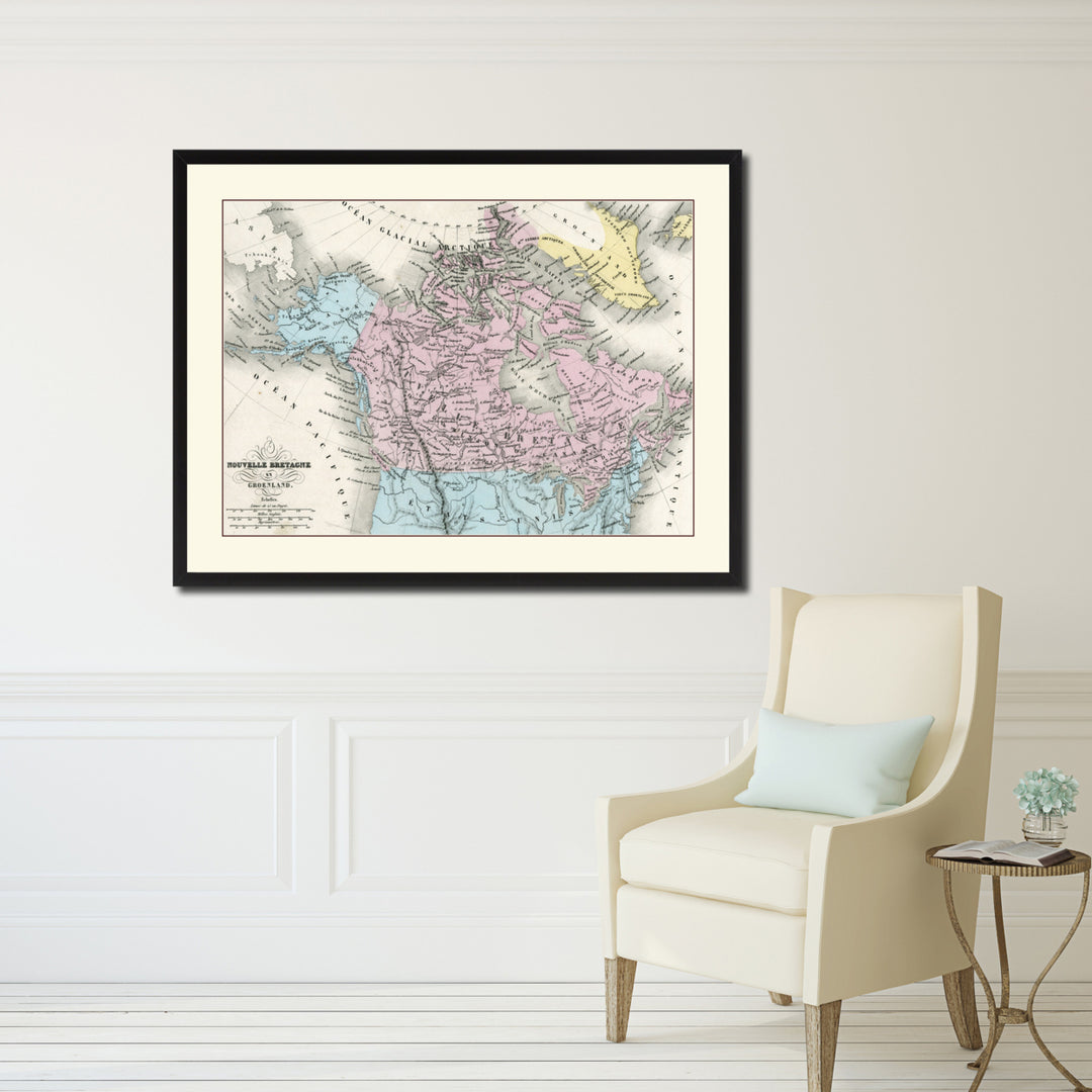 Canada Alaska Vintage Antique Map Wall Art  Gift Ideas Canvas Print Custom Picture Frame Image 5