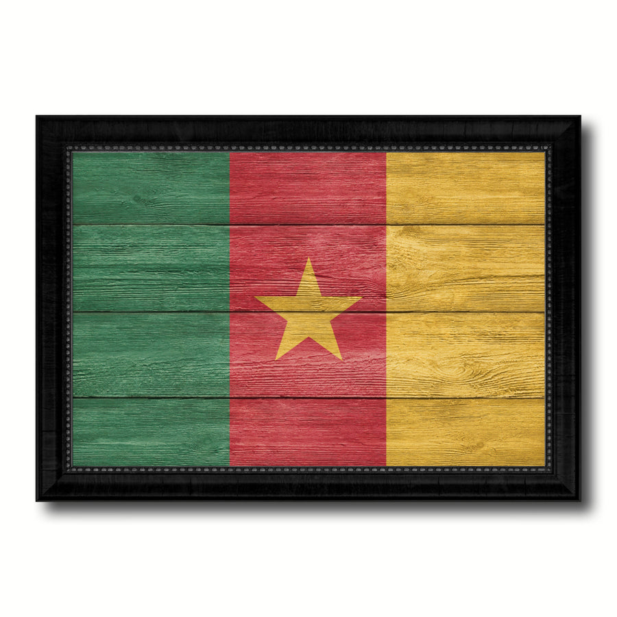 Cameroon Country Flag Texture Canvas Print with Picture Frame  Wall Art Gift Ideas Image 1