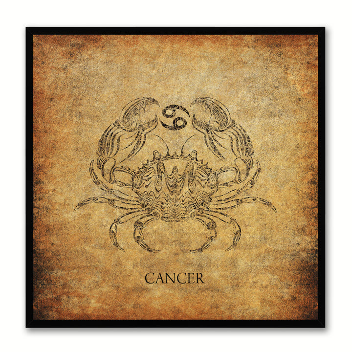 Cancer Horoscope Brown Canvas Print with Black Custom Frame Image 1