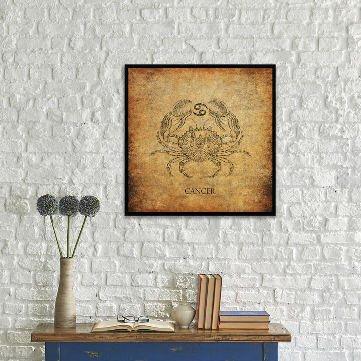 Cancer Horoscope Brown Canvas Print with Black Custom Frame Image 2