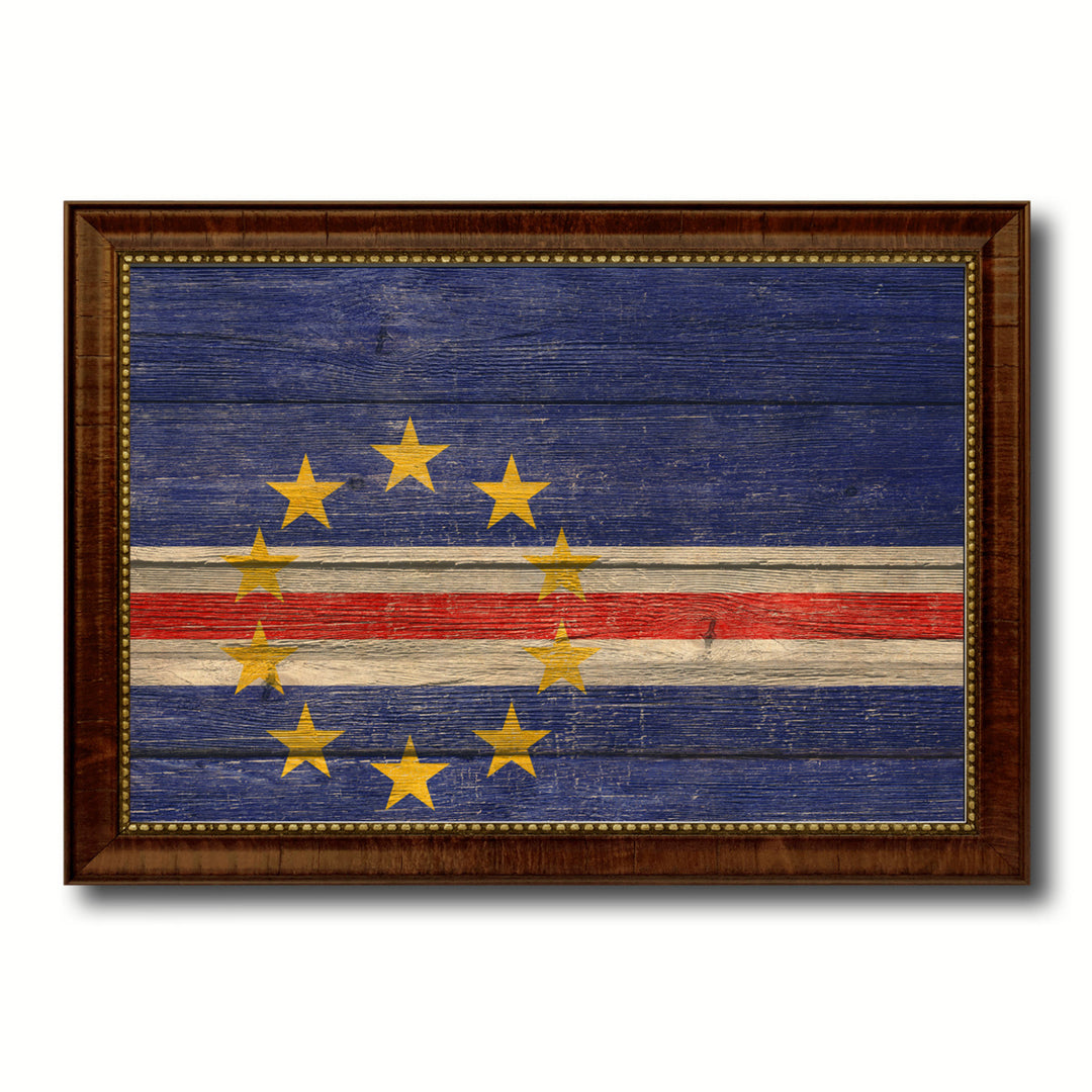 Cape Verde Country Flag Texture Canvas Print with Custom Frame  Gift Ideas Wall Decoration Image 1