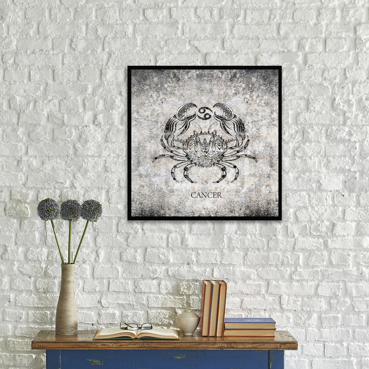 Cancer Horoscope Black Canvas Print with Black Custom Frame Image 2