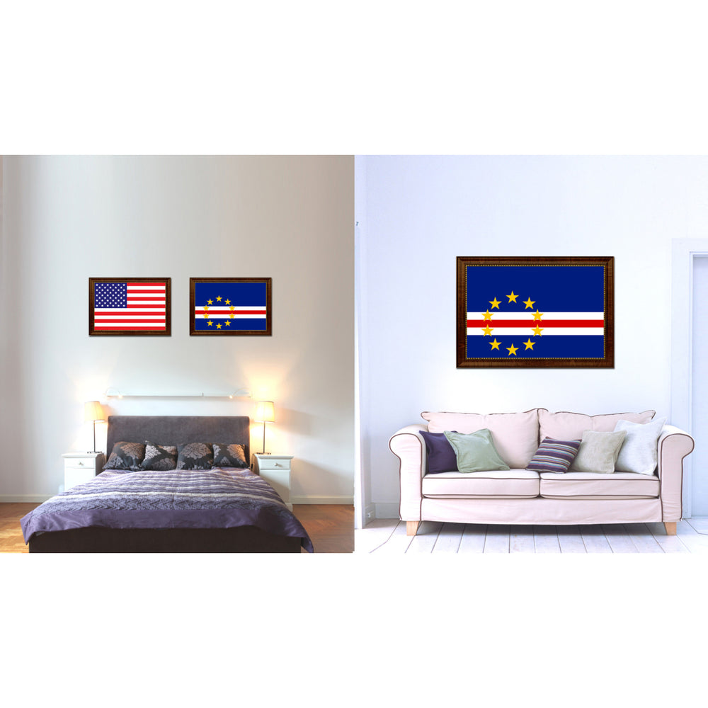 Cape Verde Country Flag Canvas Print with Picture Frame  Gifts Wall Image 2