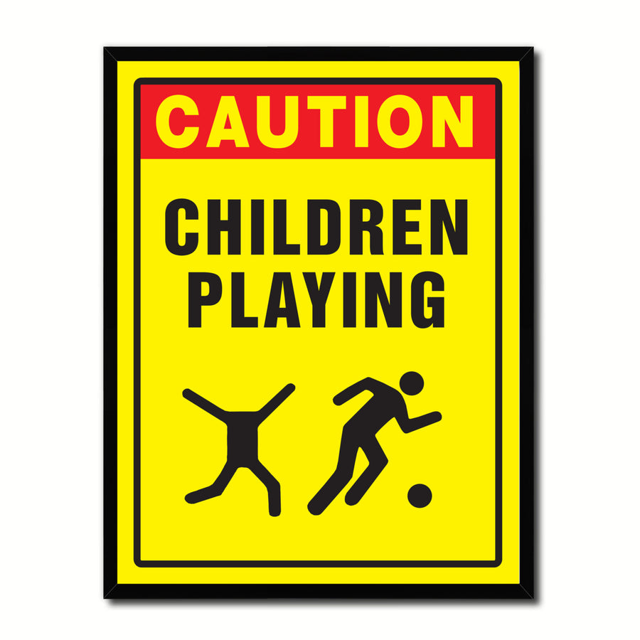 Caution Children Playing Caution Sign Gift Ideas Wall Art  Gift Ideas Canvas Pint Image 1