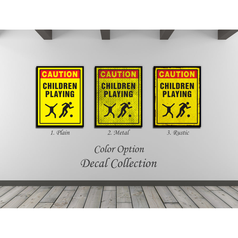 Caution Children Playing Caution Sign Gift Ideas Wall Art  Gift Ideas Canvas Pint Image 2