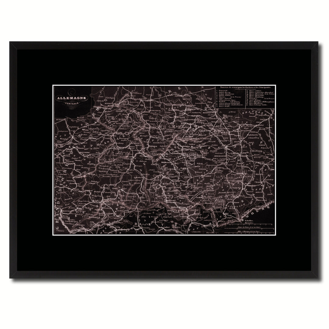 Central Germany Vintage Vivid Sepia Map Canvas Print with Picture Frame  Wall Art Decoration Gifts Image 1