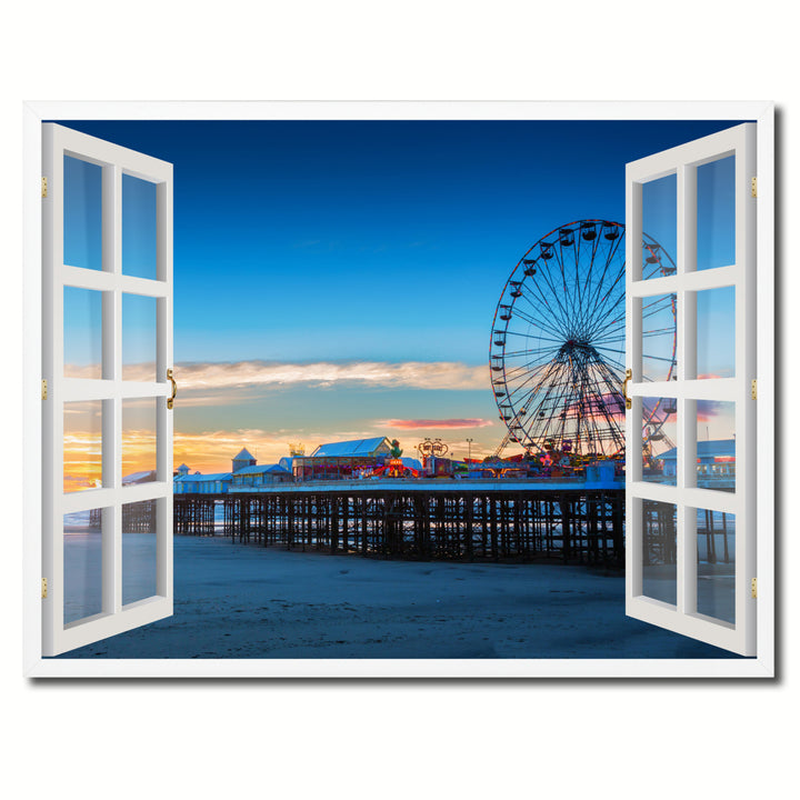 Central Pier Lancashire Picture 3D French Window Canvas Print  Wall Frames Image 1