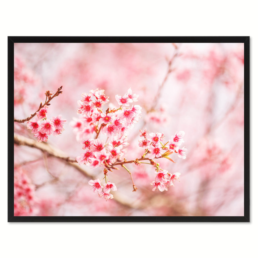 Cherry Blossom Flower Framed Canvas Print  Wall Art Image 1