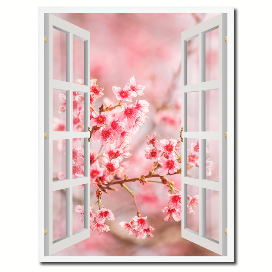 Cherry Blossom Picture 3D French Window Canvas Print Gifts  Wall Frames Image 1