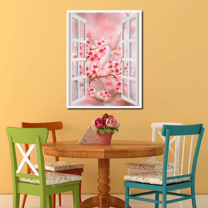 Cherry Blossom Picture 3D French Window Canvas Print Gifts  Wall Frames Image 2
