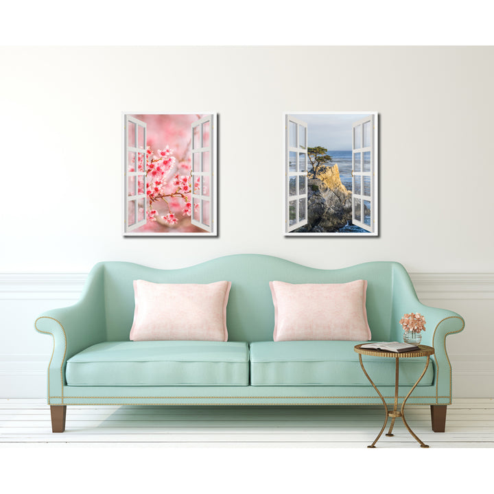 Cherry Blossom Picture 3D French Window Canvas Print Gifts  Wall Frames Image 3