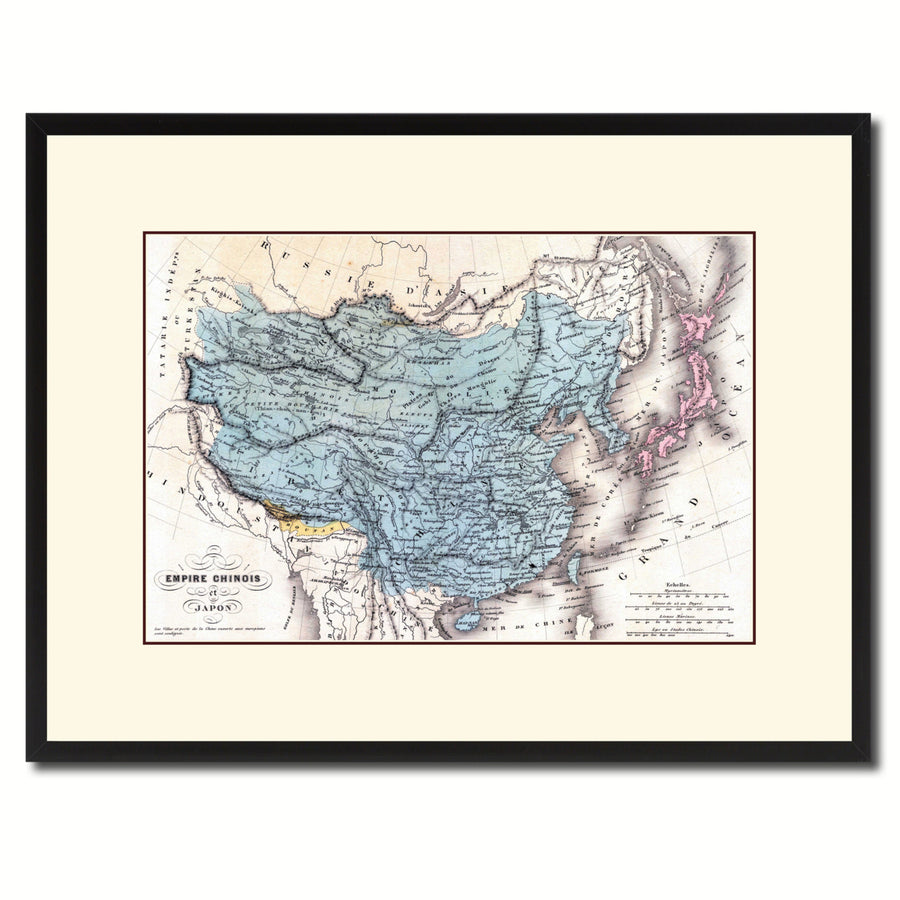 China Japan Korea Vintage Antique Map Wall Art  Gift Ideas Canvas Print Custom Picture Frame Image 1