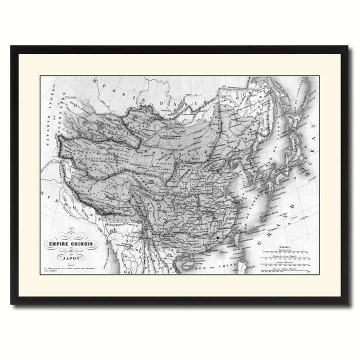 China Japan Korea Vintage BandW Map Canvas Print with Picture Frame  Wall Art Gift Ideas Image 3