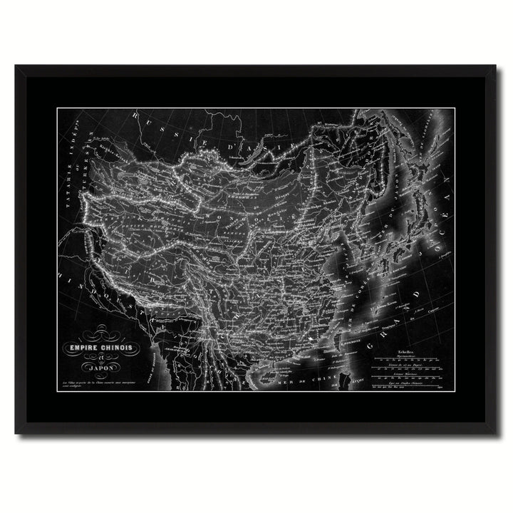 China Japan Korea Vintage Monochrome Map Canvas Print with Gifts Picture Frame  Wall Art Image 3