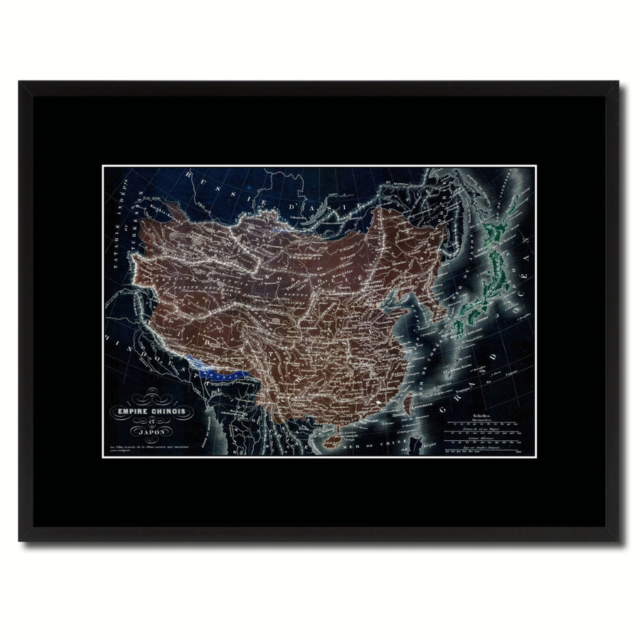 China Japan Korea Vintage Vivid Color Map Canvas Print with Picture Frame  Wall Art Office Decoration Gift Ideas Image 1