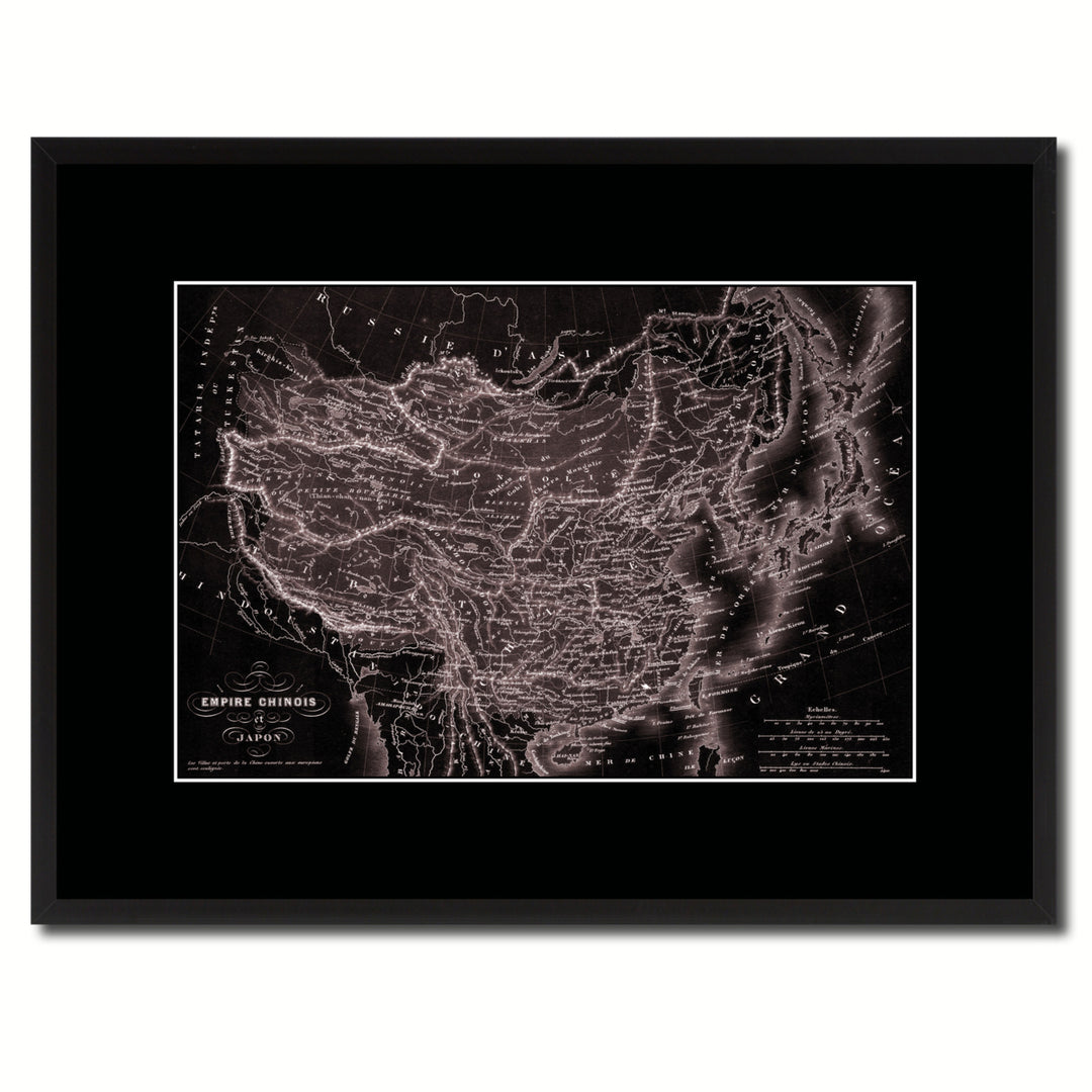 China Japan Korea Vintage Vivid Sepia Map Canvas Print with Picture Frame  Wall Art Decoration Gifts Image 1