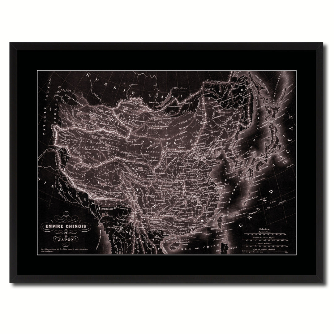 China Japan Korea Vintage Vivid Sepia Map Canvas Print with Picture Frame  Wall Art Decoration Gifts Image 3