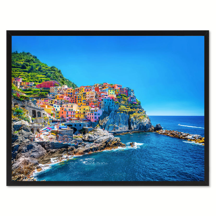 Cinque Terre Mediterranean Sea Landscape Photo Canvas Print Pictures Frames  Wall Art Gifts Image 1