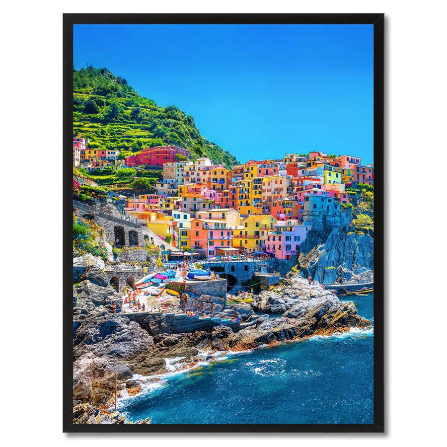 Cinque Terre Mediterranean Sea Italy Landscape Photo Canvas Print Pictures Frames  Wall Art Gifts Image 1