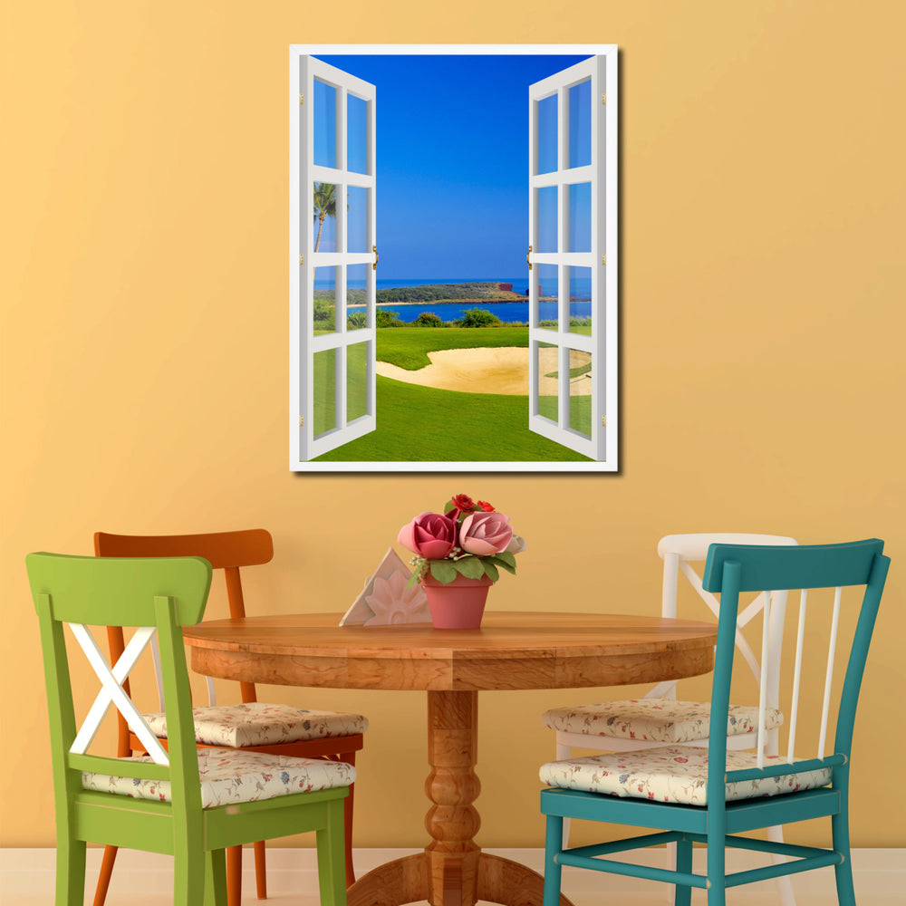 Coastal Golf Course Picture 3D French Window Canvas Print Gifts  Wall Frames Image 2