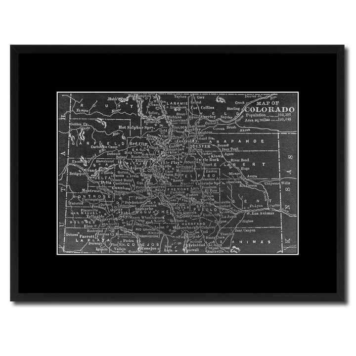 Colorado Vintage Monochrome Map Canvas Print with Gifts Picture Frame  Wall Art Image 1
