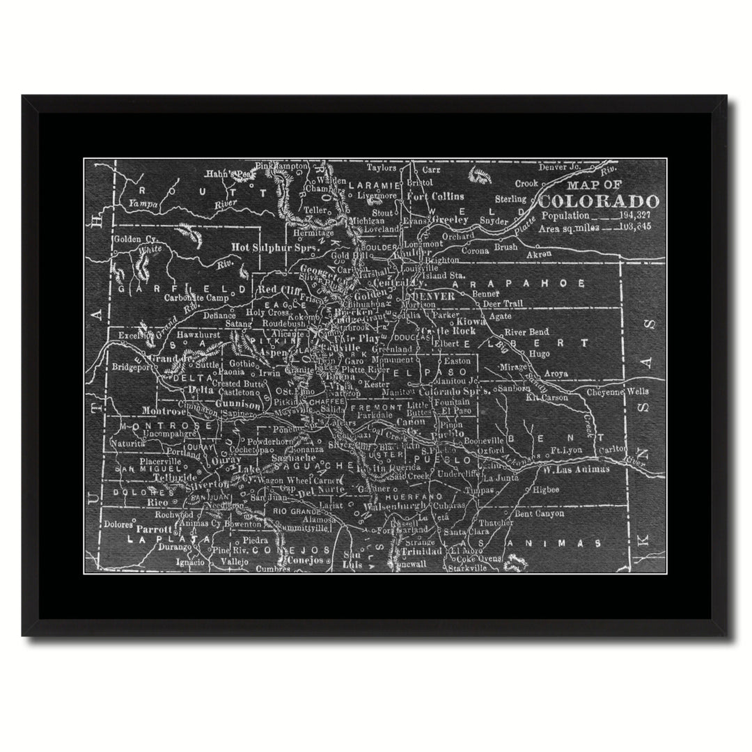 Colorado Vintage Monochrome Map Canvas Print with Gifts Picture Frame  Wall Art Image 3