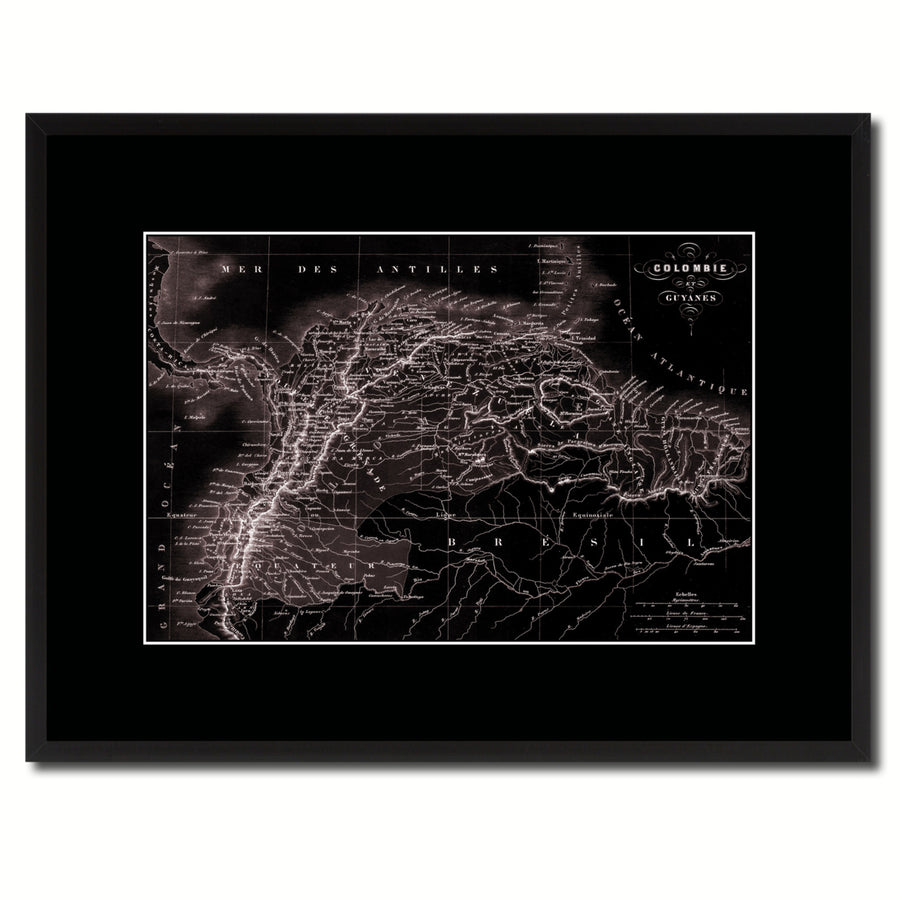Columbia Venezuela Guianna Vintage Vivid Sepia Map Canvas Print with Picture Frame  Wall Art Decoration Gifts Image 1