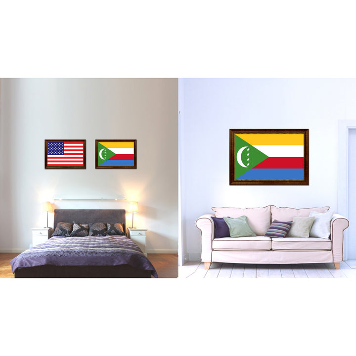 Comoros Country Flag Canvas Print with Picture Frame  Gifts Wall Image 2