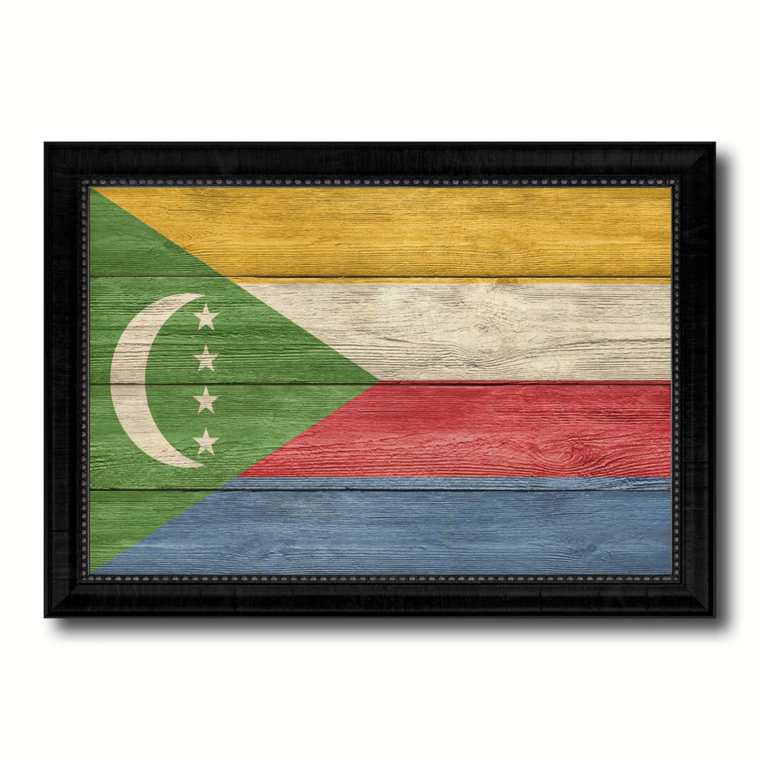 Comoros Country Flag Texture Canvas Print with Picture Frame  Wall Art Gift Ideas Image 1