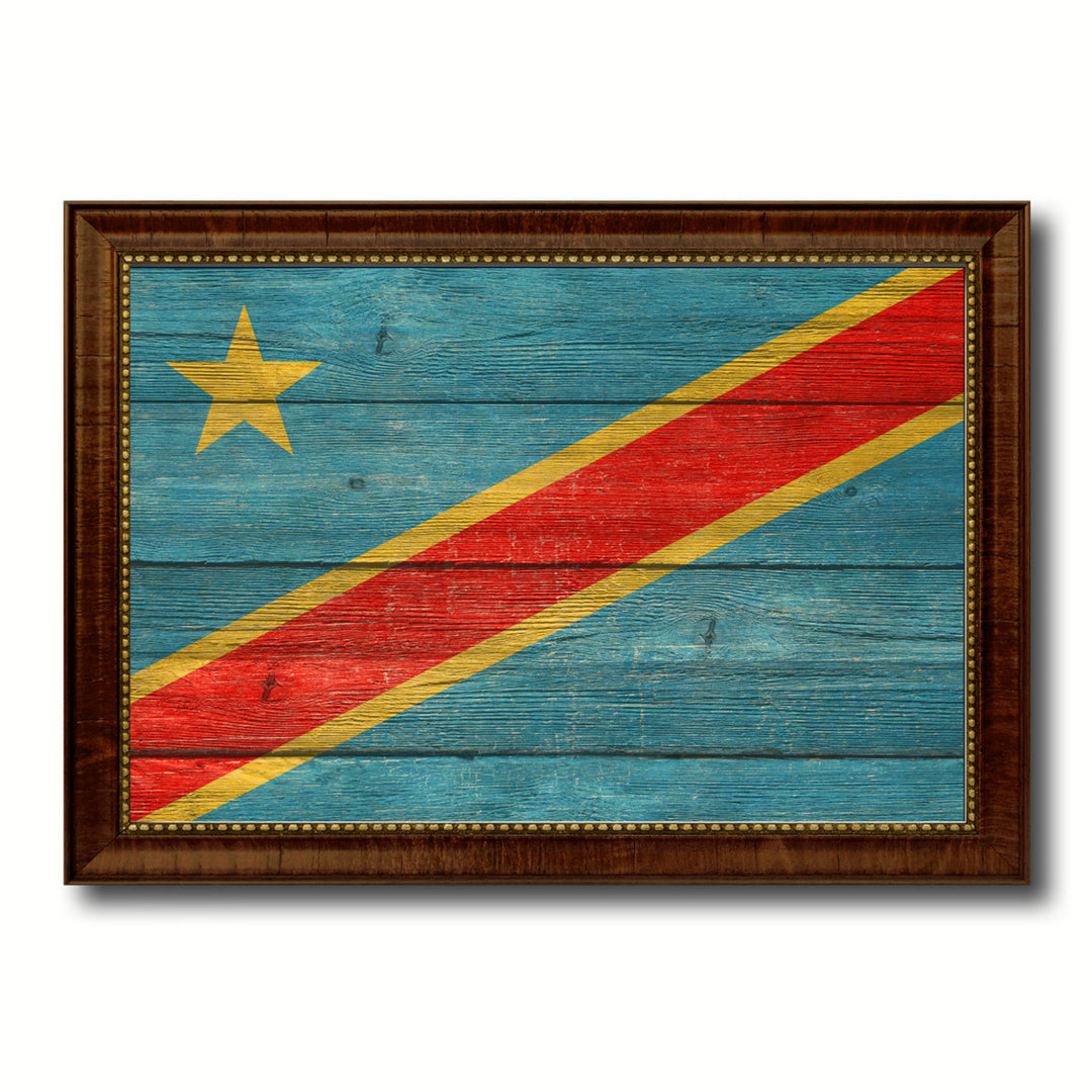 Congo Democratic Republic Country Flag Texture Canvas Print with Custom Frame  Gift Ideas Wall Decoration Image 1