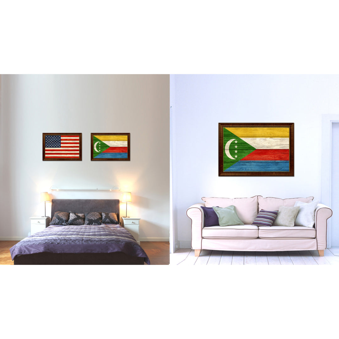 Comoros Country Flag Texture Canvas Print with Custom Frame  Gift Ideas Wall Decoration Image 2