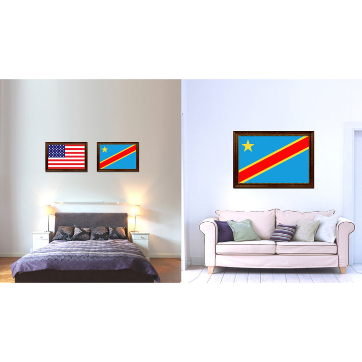 Congo Democratic Republic Country Flag Canvas Print with Picture Frame  Gifts Wall Image 2