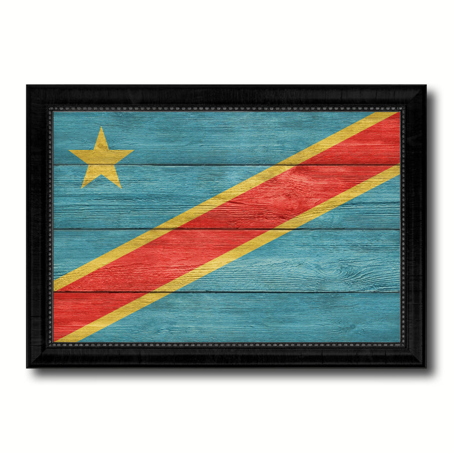 Congo Democratic Republic Country Flag Texture Canvas Print with Picture Frame  Wall Art Gift Ideas Image 1