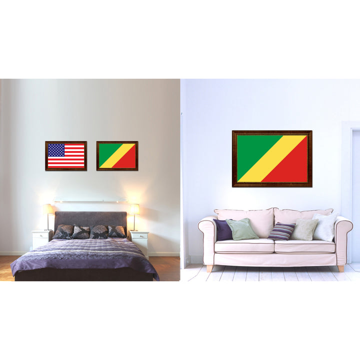 Congo Republic Country Flag Canvas Print with Picture Frame  Gifts Wall Image 2