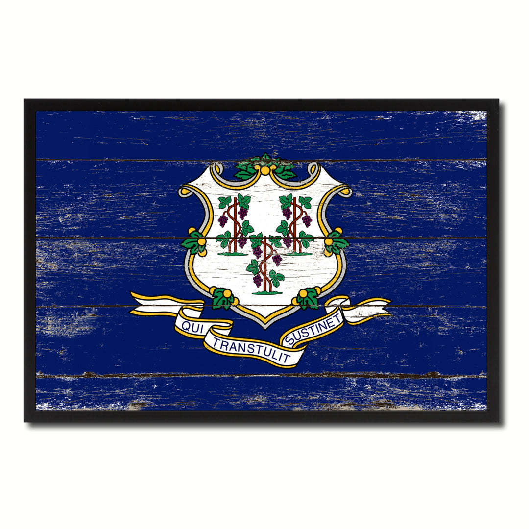 Connecticut Flag Canvas Print with Picture Frame Gift Ideas  Wall Art Decoration Image 1