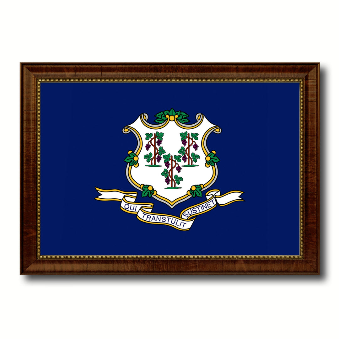 Connecticut State Flag Canvas Print with Picture Frame  Wall Art Gift Image 1