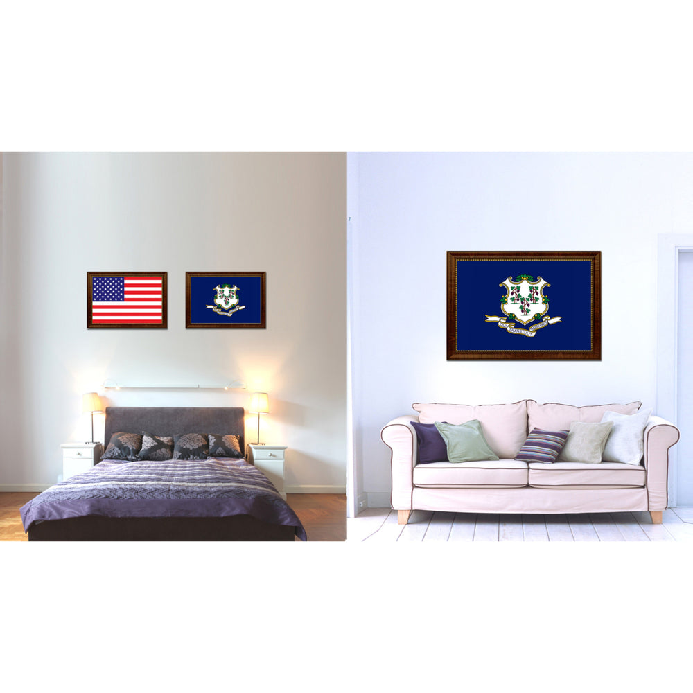 Connecticut State Flag Canvas Print with Picture Frame  Wall Art Gift Image 2