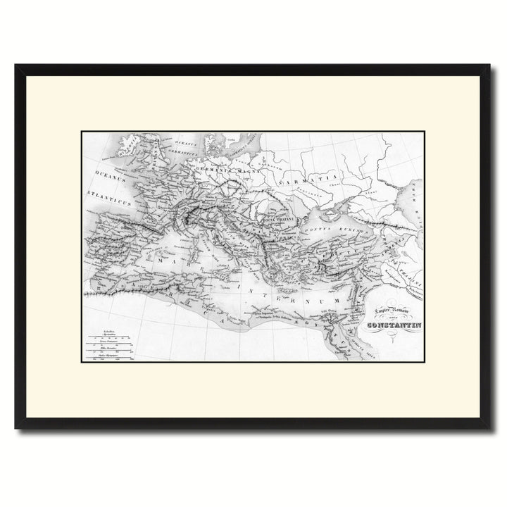 Constantine Empire Vintage BandW Map Canvas Print with Picture Frame  Wall Art Gift Ideas Image 1