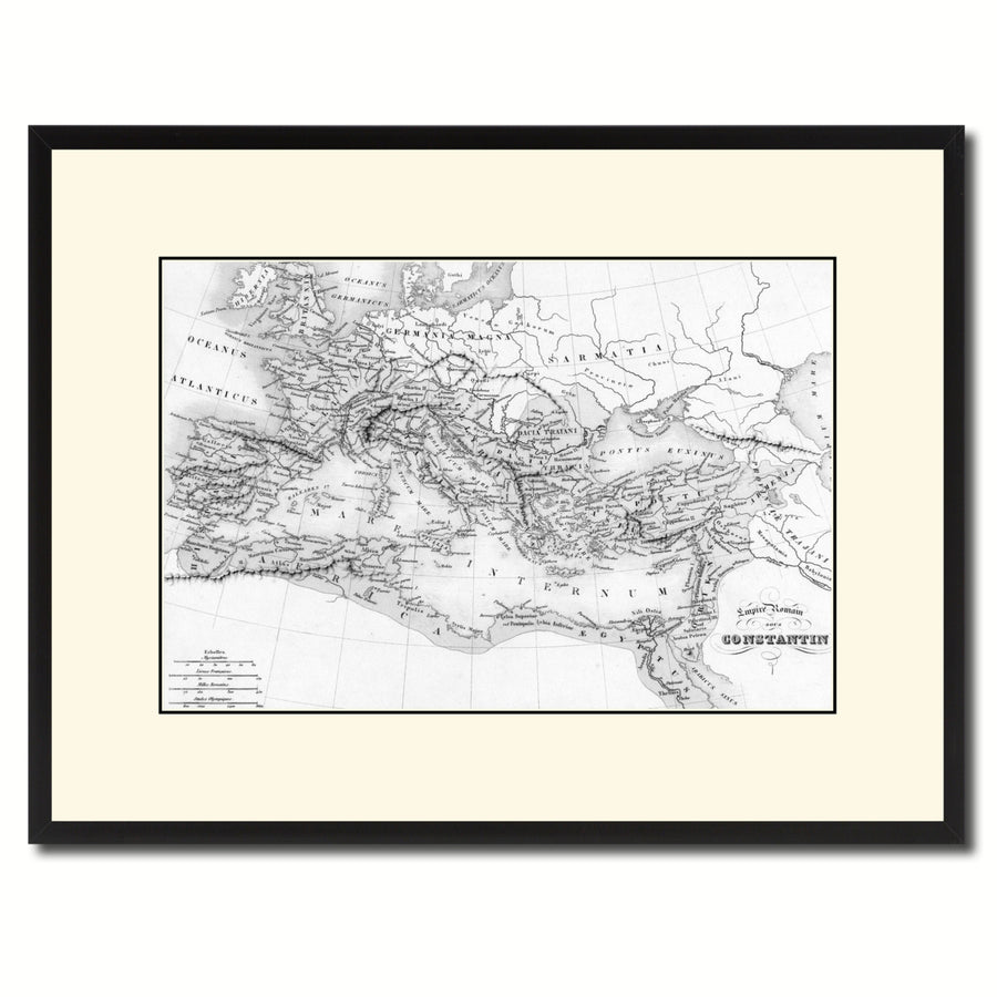 Constantine Empire Vintage BandW Map Canvas Print with Picture Frame  Wall Art Gift Ideas Image 1