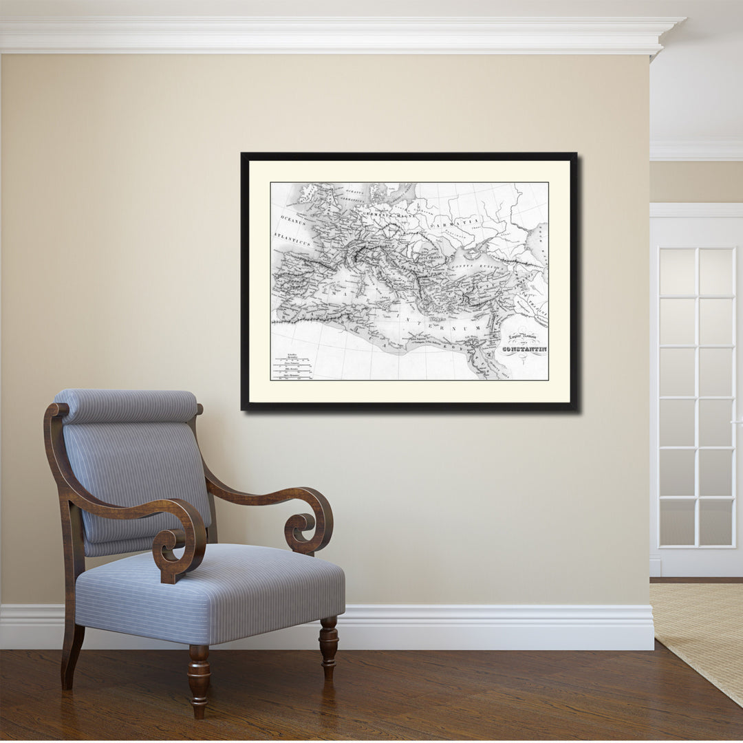 Constantine Empire Vintage BandW Map Canvas Print with Picture Frame  Wall Art Gift Ideas Image 2