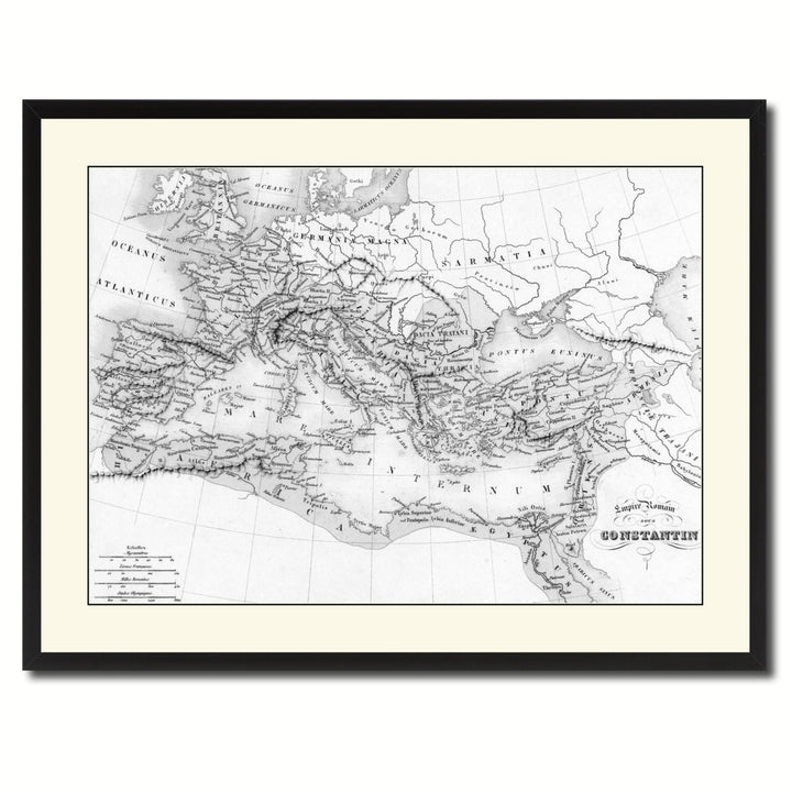 Constantine Empire Vintage BandW Map Canvas Print with Picture Frame  Wall Art Gift Ideas Image 3