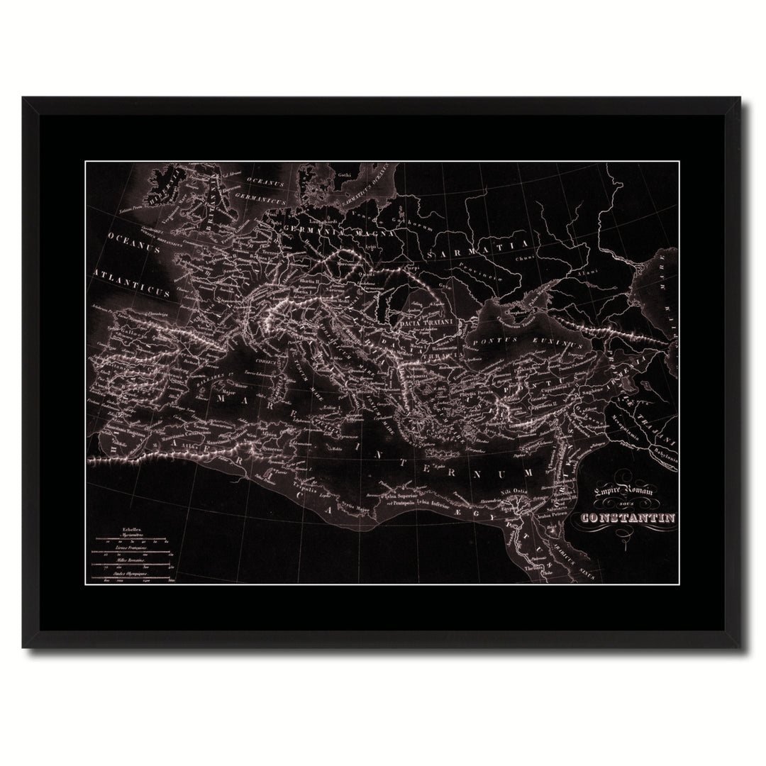 Constantine Empire Vintage Vivid Sepia Map Canvas Print with Picture Frame  Wall Art Gift Ideas Image 3