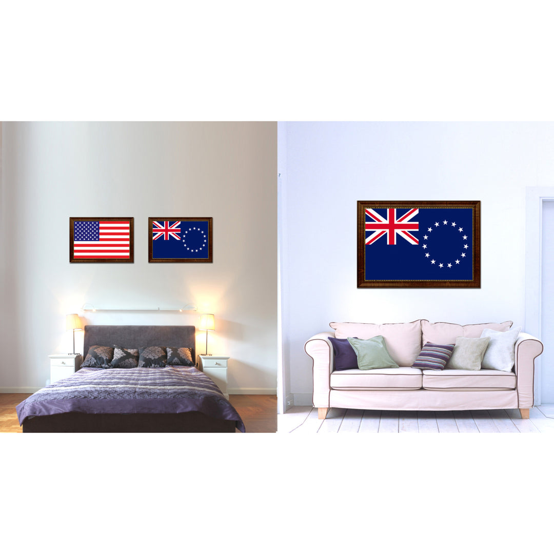 Cook Islands Country Flag Canvas Print with Picture Frame  Gifts Wall Image 2