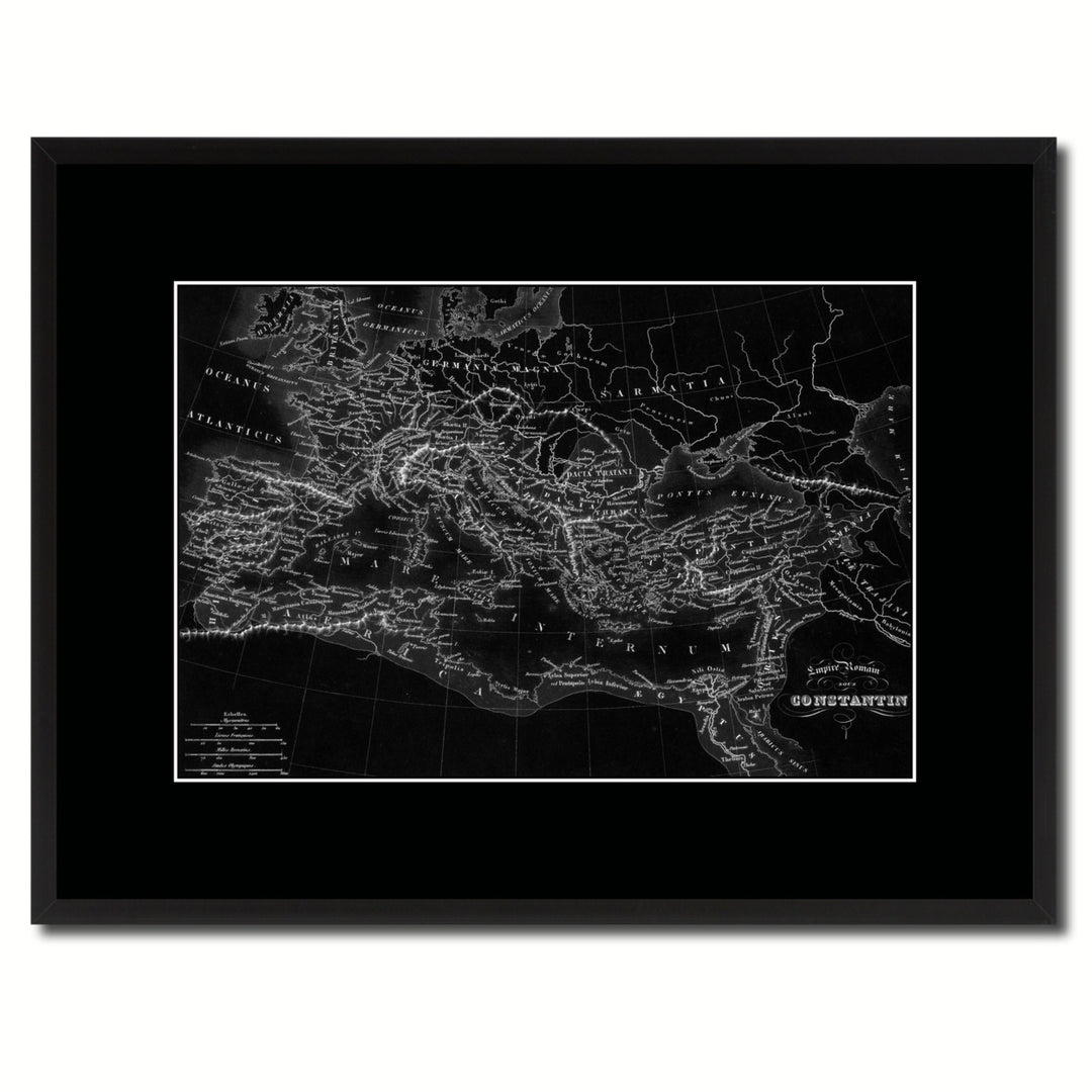 Constantine Empire Vintage Monochrome Map Canvas Print with Picture Frame  Wall Art Gift Ideas Image 1