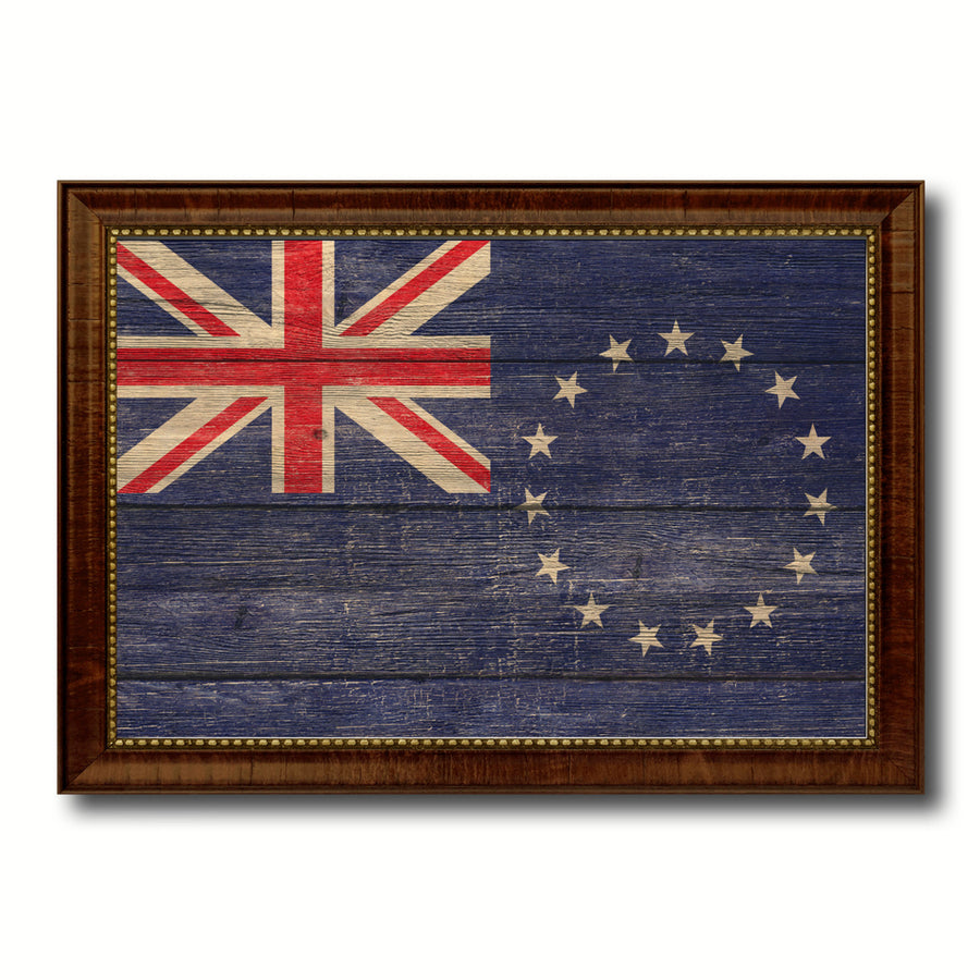 Cook Islands Country Flag Texture Canvas Print with Custom Frame  Gift Ideas Wall Decoration Image 1