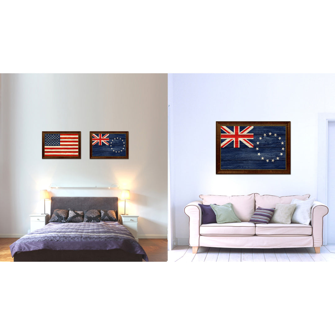 Cook Islands Country Flag Texture Canvas Print with Custom Frame  Gift Ideas Wall Decoration Image 2